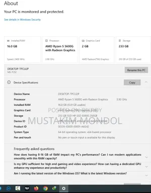 Desktop Computer 16GB AMD Ryzen 5 SSD 256GB