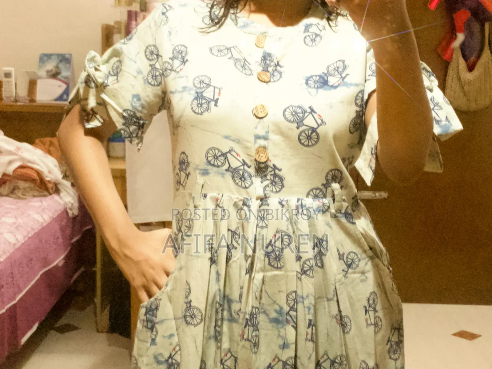 Summer Dress With Tassel Details and Stylish Frayed, Flared Sleeves