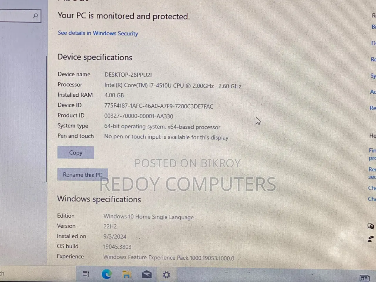 Laptop HP 250 G3 8GB Intel Core I7 HDD+SSD 500GB