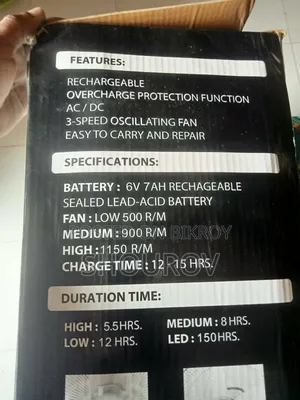 Defender 16" Rechargeable Ac/Dc Fan With Led Multi-function(Kn-2916)