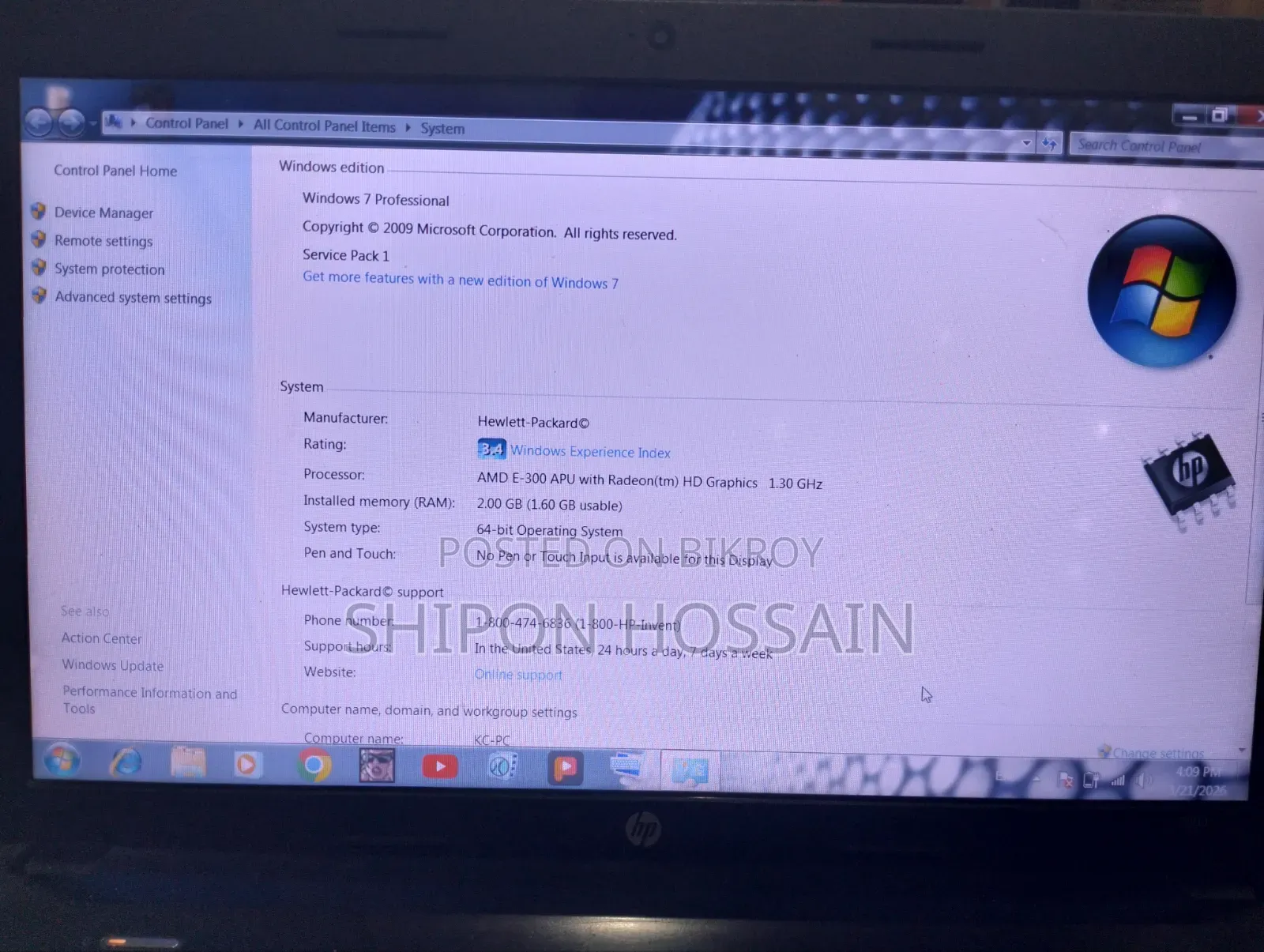 Laptop HP Compaq Presario M2000 2GB AMD HDD+SSD 512GB