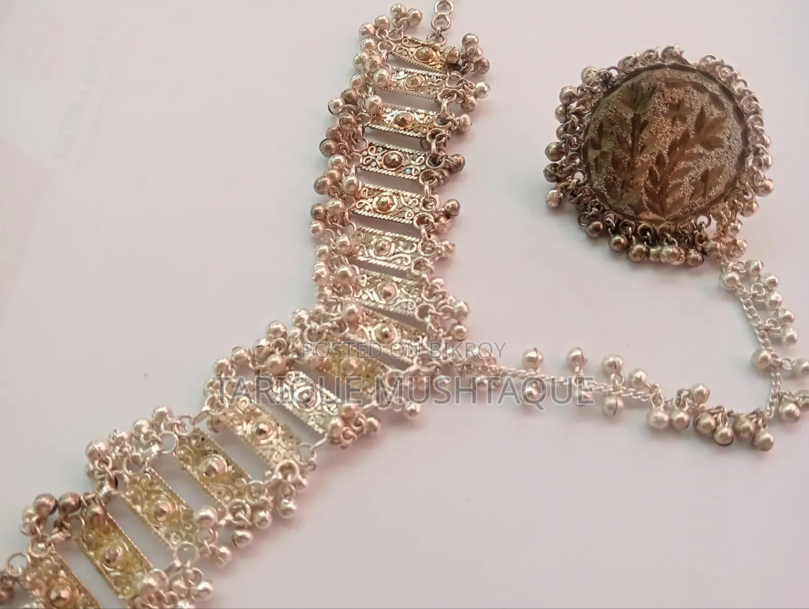 Silver Chain Bracelet With Ring