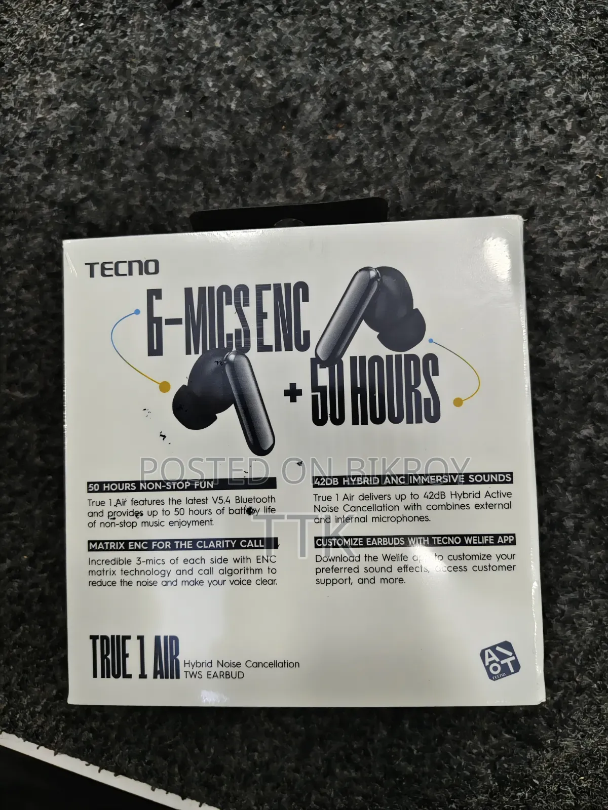 Tecno True 1 Air Earbuds Super Intech Brand New