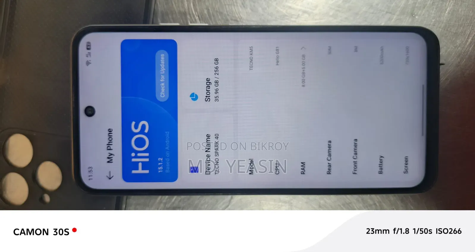 টেকনো স্পার্ক ৪০ ২৫৬ জিবি সাদা