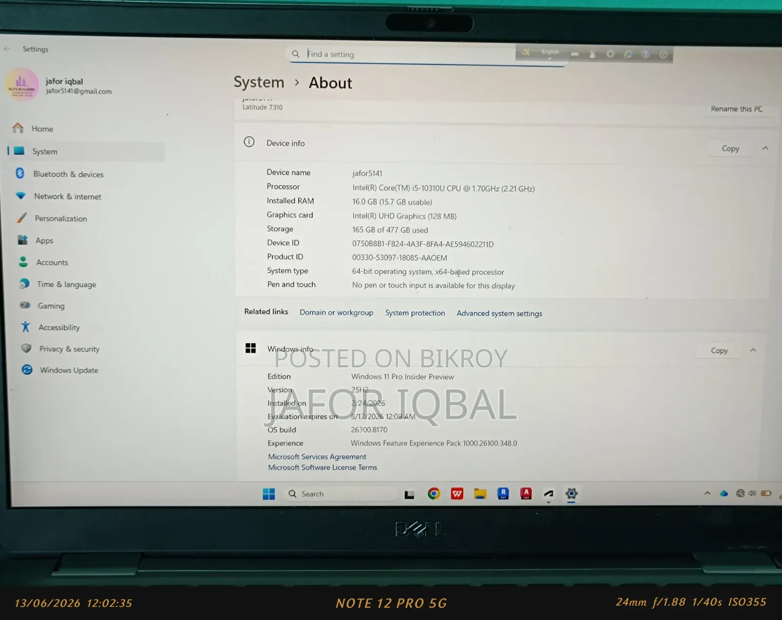 Laptop Dell Latitude 7310 16GB Intel Core i5 SSD 512GB