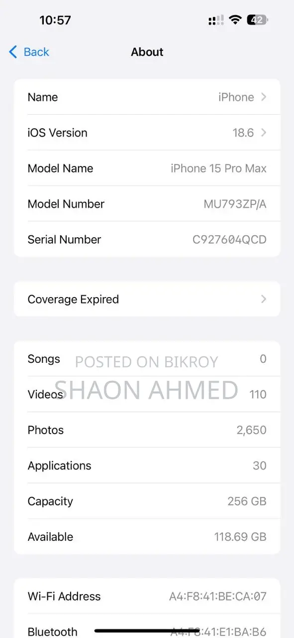 অ্যাপল আইফোন ১৫ প্রো ম্যাক্স ২৫৬ জিবি সিলভার