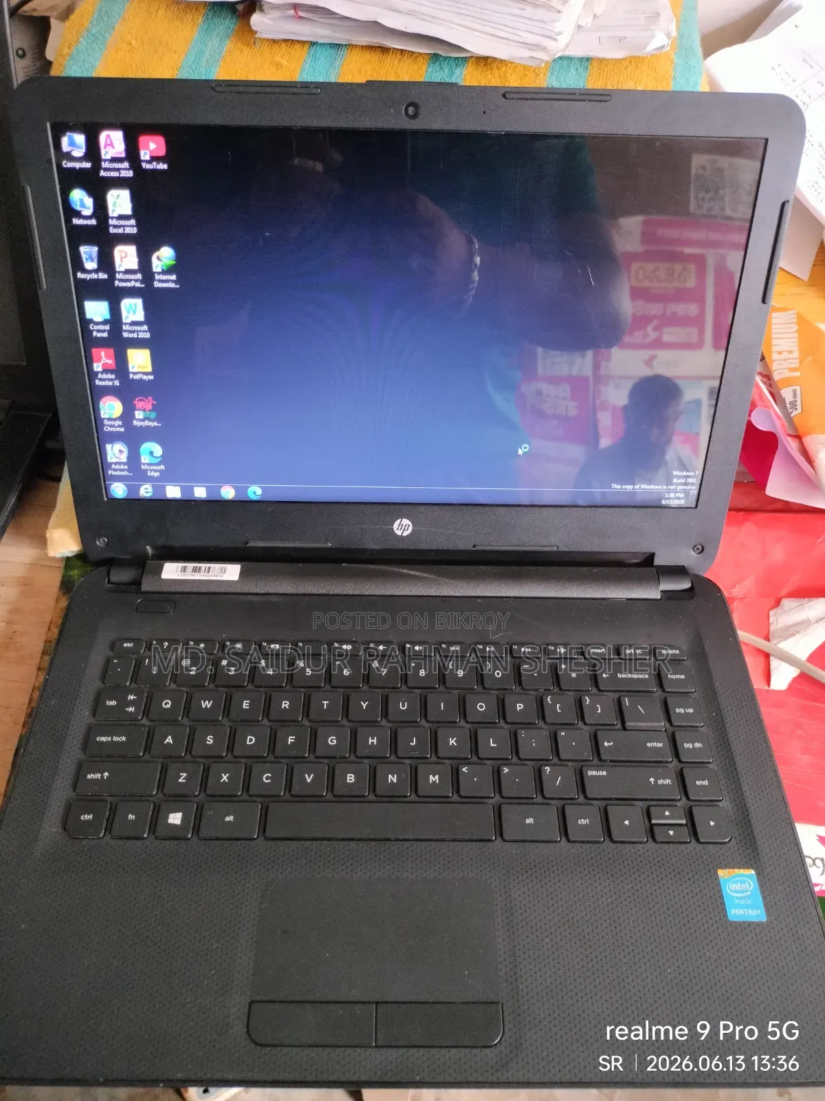 Laptop HP 4GB Intel Pentium HDD 500GB