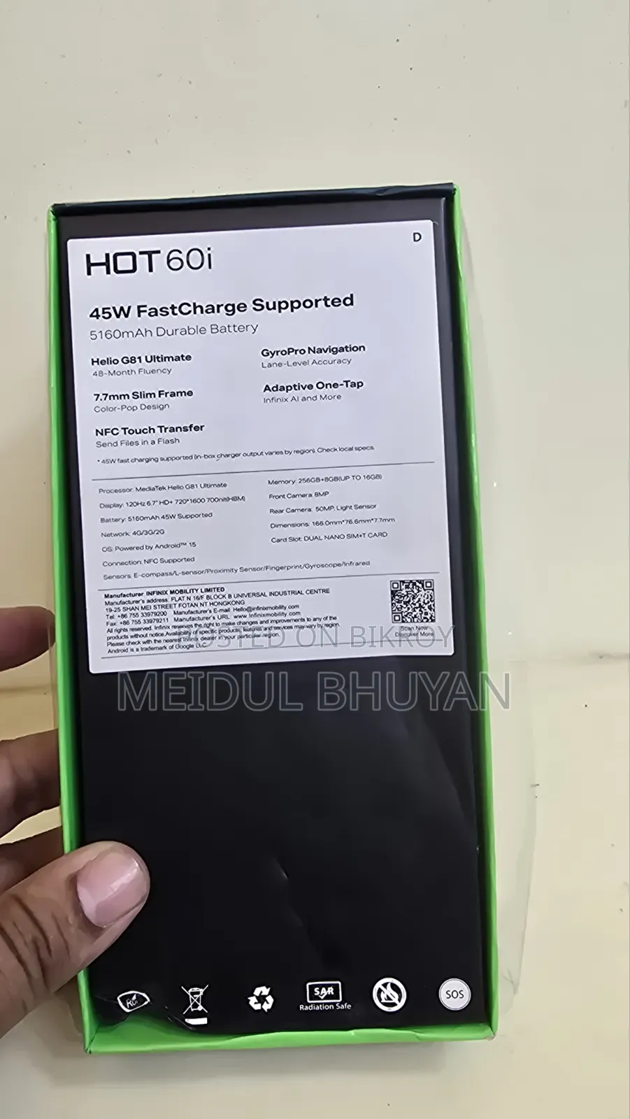 New Infinix Hot 60i 256 GB Black