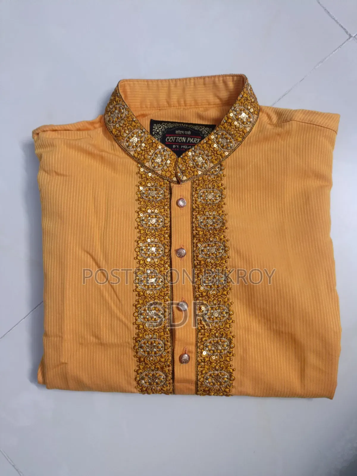 Yellow Orange Soft Silk Panjabi(40 Size)