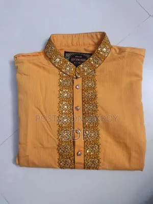 Yellow Orange Soft Silk Panjabi(40 Size)
