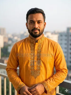 Yellow Orange Soft Silk Panjabi(40 Size)