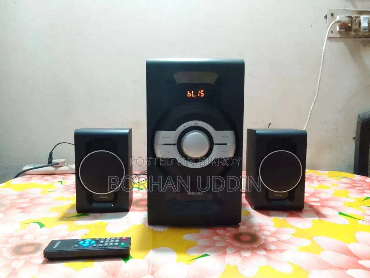 Model: Philips Sound System: 2.1 Bluetooth Range: 10 meters Watt: 60 Watts RMS (30 Watts + 15 Watts x 2)
