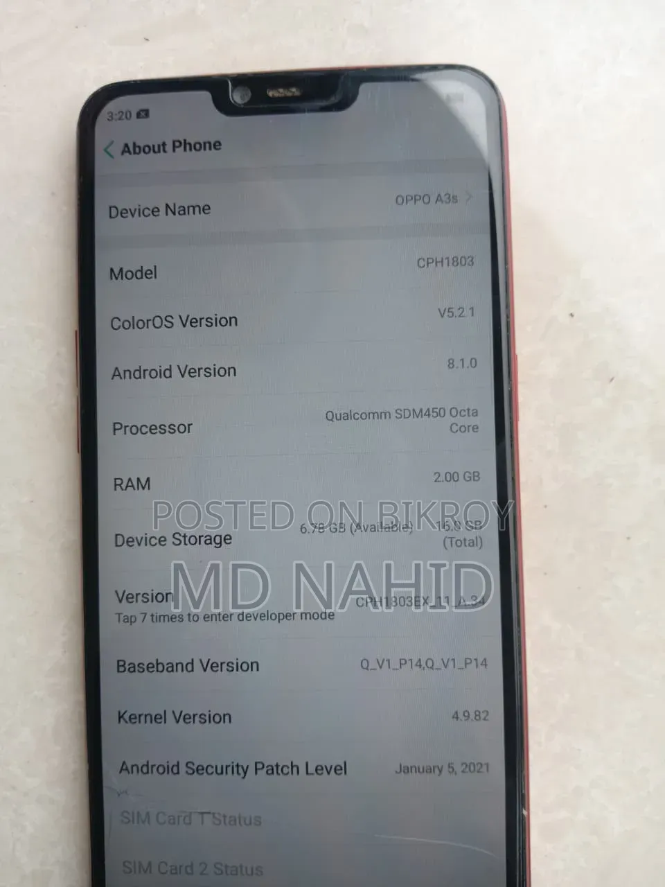Oppo A3s 16 GB Red