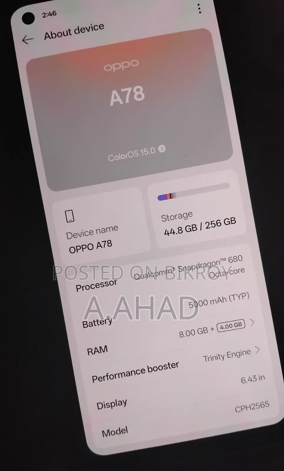 Oppo A78 4G 256 GB Black