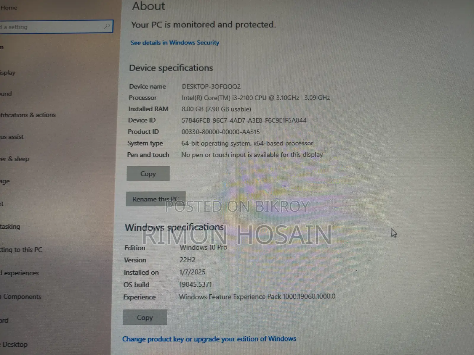 Desktop Computer 8GB Intel HDD+SSD 128GB