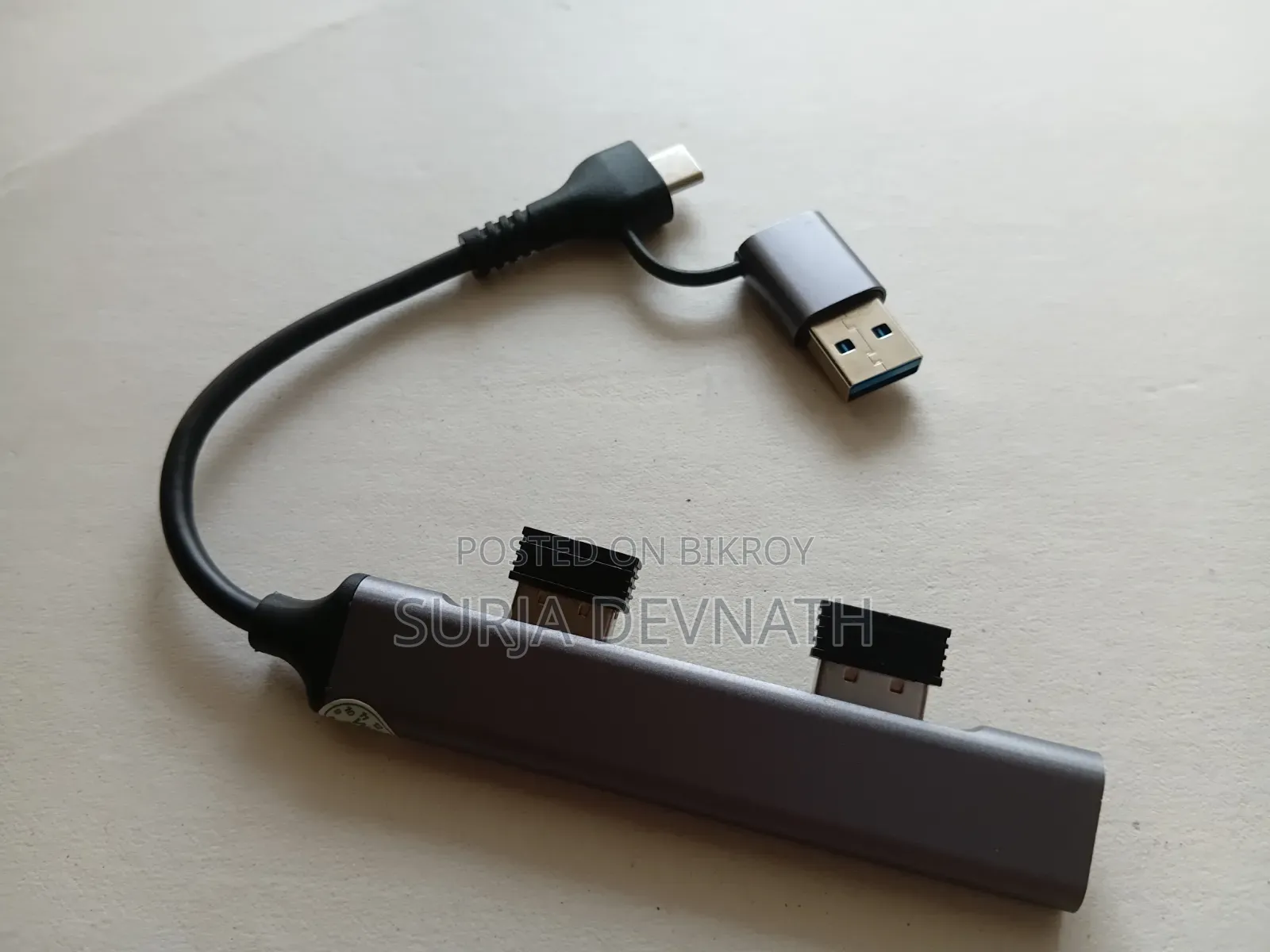 2-in-1 Type-C/USB to 4-Port USB Hub