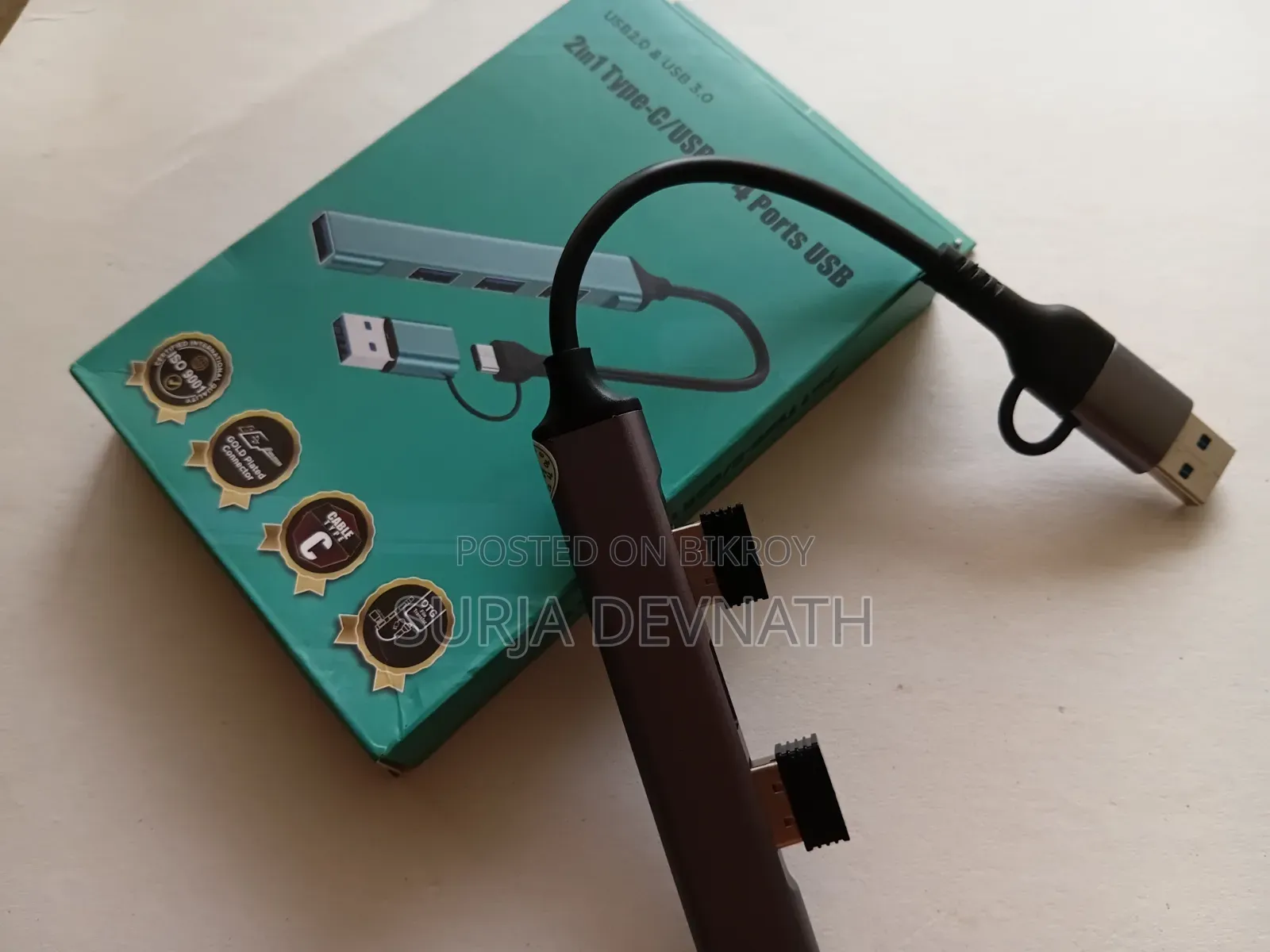 2-in-1 Type-C/USB to 4-Port USB Hub
