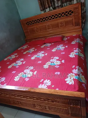 Chittagong Teak Wood Semi-Box Bed Solid 2+ Inch Thick King Size 6-7 Feet