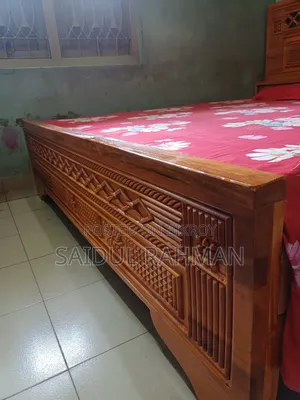 Chittagong Teak Wood Semi-Box Bed Solid 2+ Inch Thick King Size 6-7 Feet