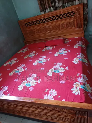 Chittagong Teak Wood Semi-Box Bed Solid 2+ Inch Thick King Size 6-7 Feet