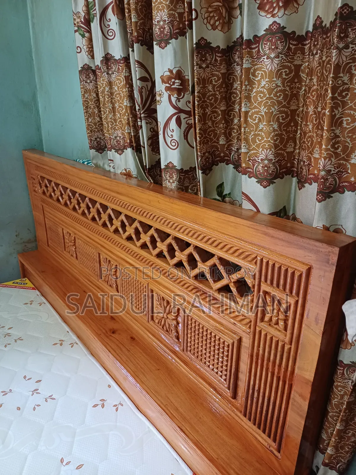 Chittagong Teak Wood Semi-Box Bed Solid 2+ Inch Thick King Size 6-7 Feet