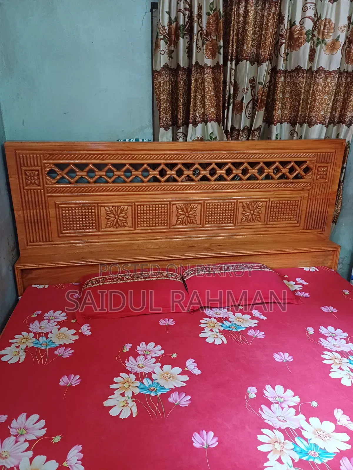 Chittagong Teak Wood Semi-Box Bed Solid 2+ Inch Thick King Size 6-7 Feet