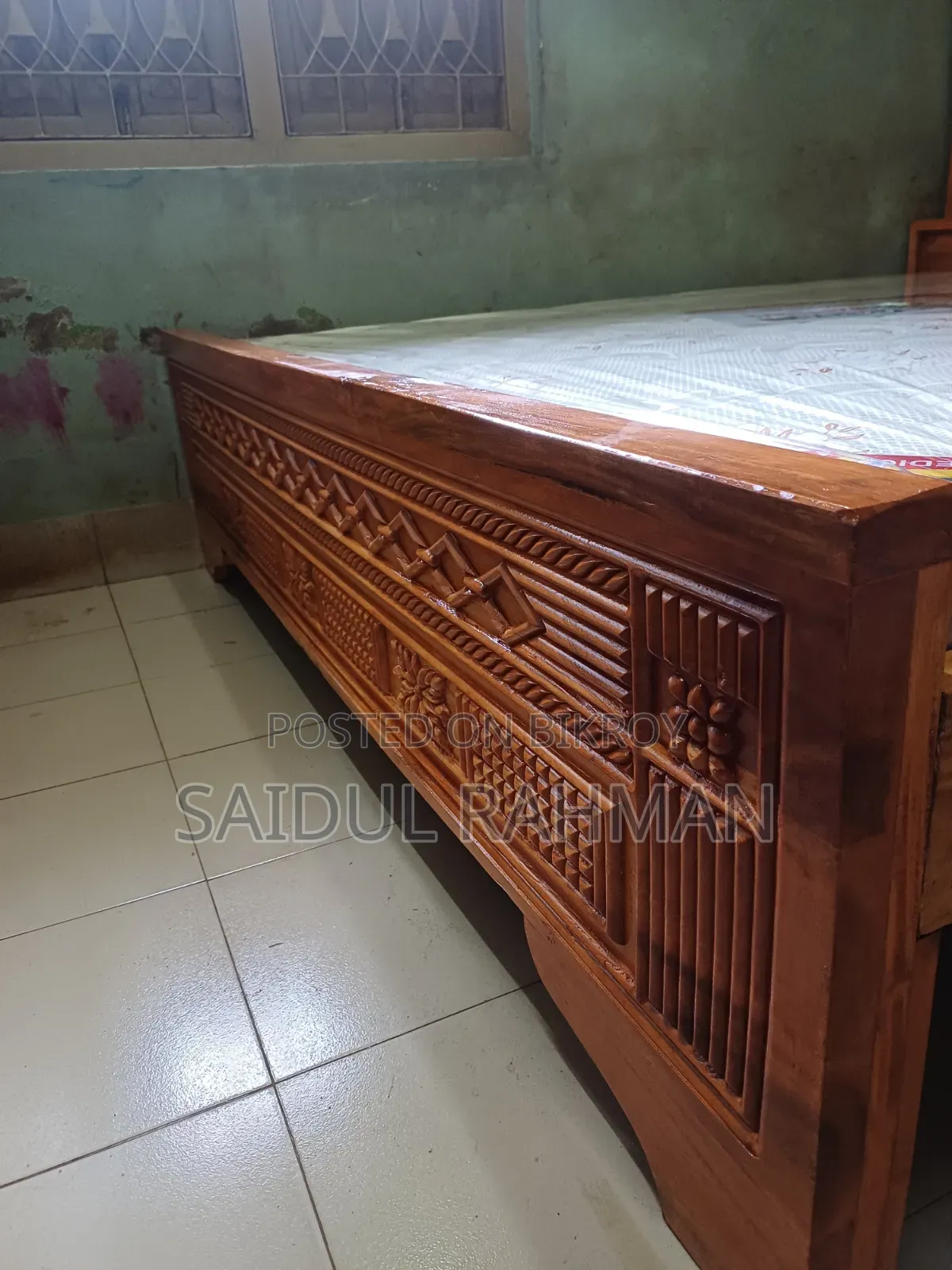 Chittagong Teak Wood Semi-Box Bed Solid 2+ Inch Thick King Size 6-7 Feet