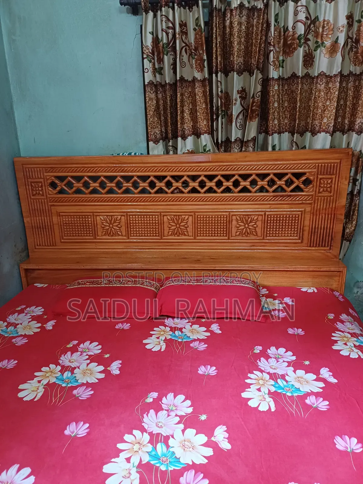 Chittagong Teak Wood Semi-Box Bed Solid 2+ Inch Thick King Size 6-7 Feet