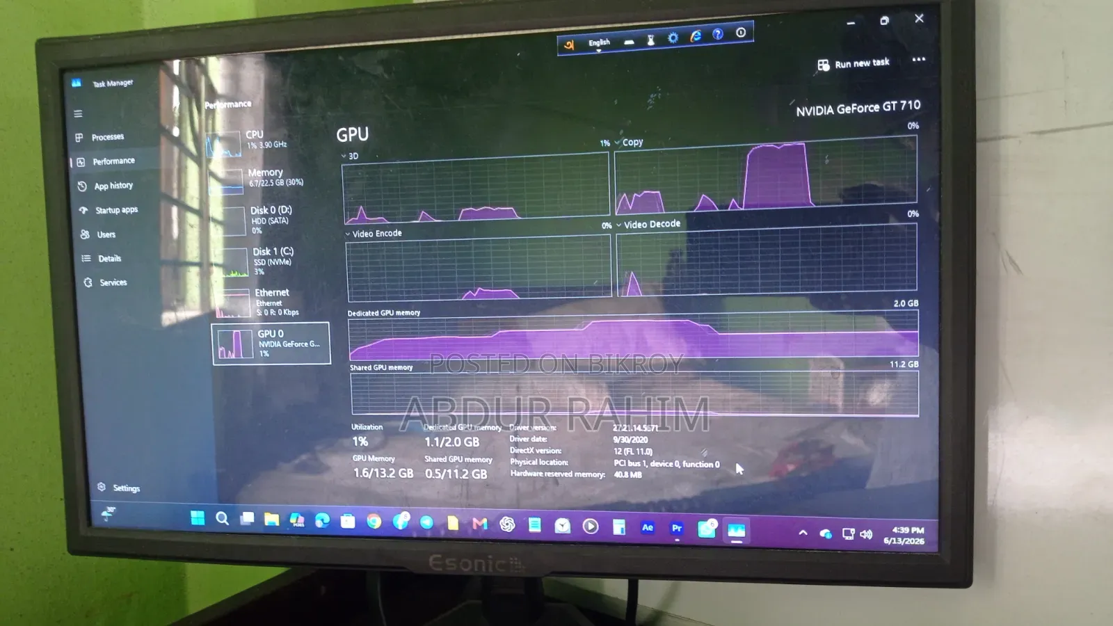 Asus Geforce Gt 710 2gb Ddr5 Gpu