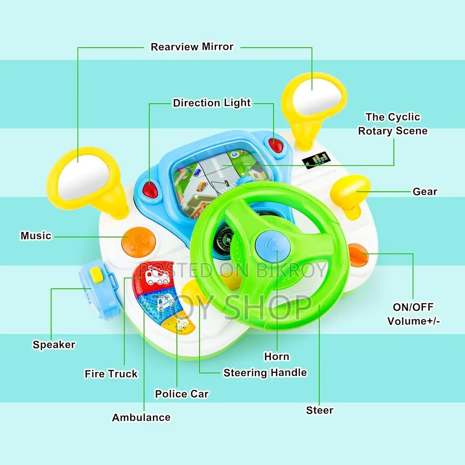 Interactive Driving Simulator Musical Toy With Steering Wheel Gear Shift