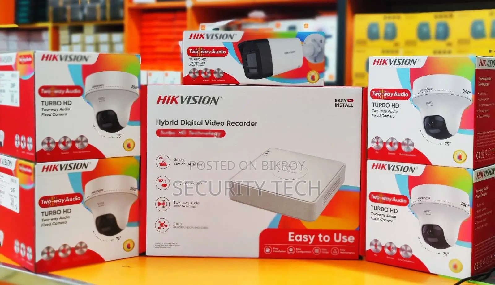 Hikvision 4 Camera Full Package 2 Way Audio Color Camera 2 Megapixel