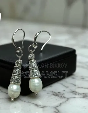 Oxidized Silver Pearl Drop Earring - Traditional Jewelry