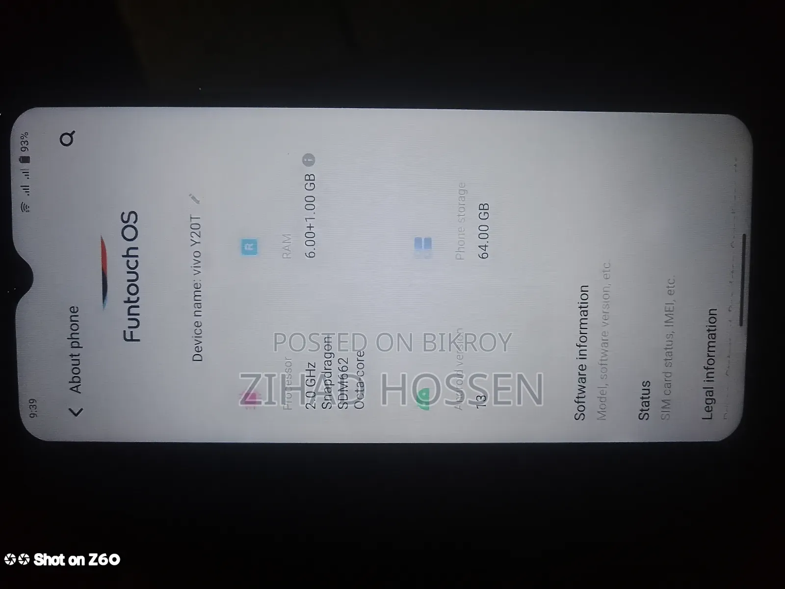 Vivo Y20 64 GB Blue