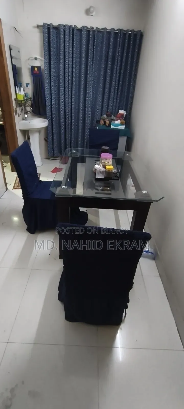 Malaysian Wood 4-Chair Dining Table With 10mm Glass Top