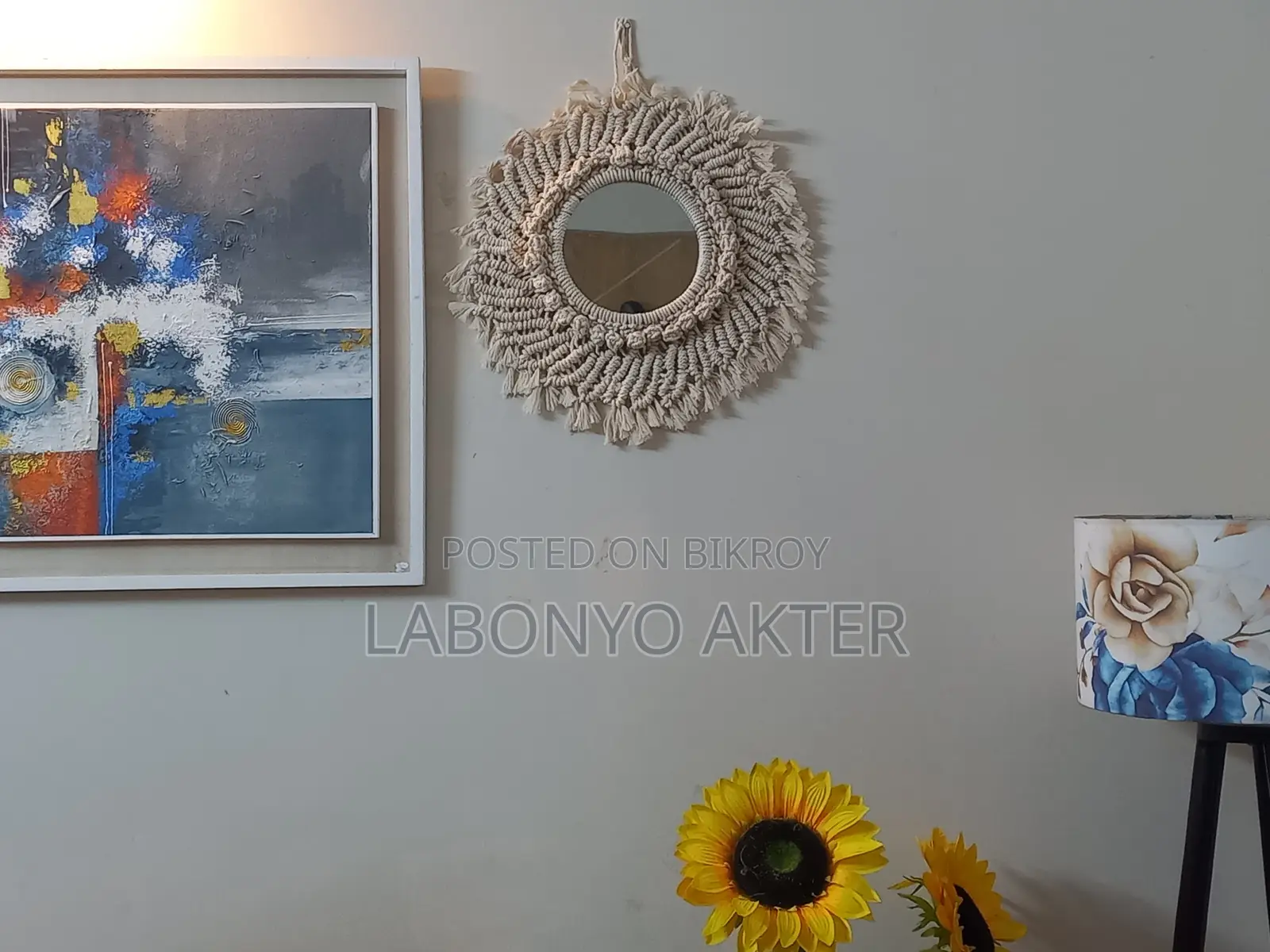 Handmade Macrame Mirror 8 Inch - Boho Wall Decor Dhaka