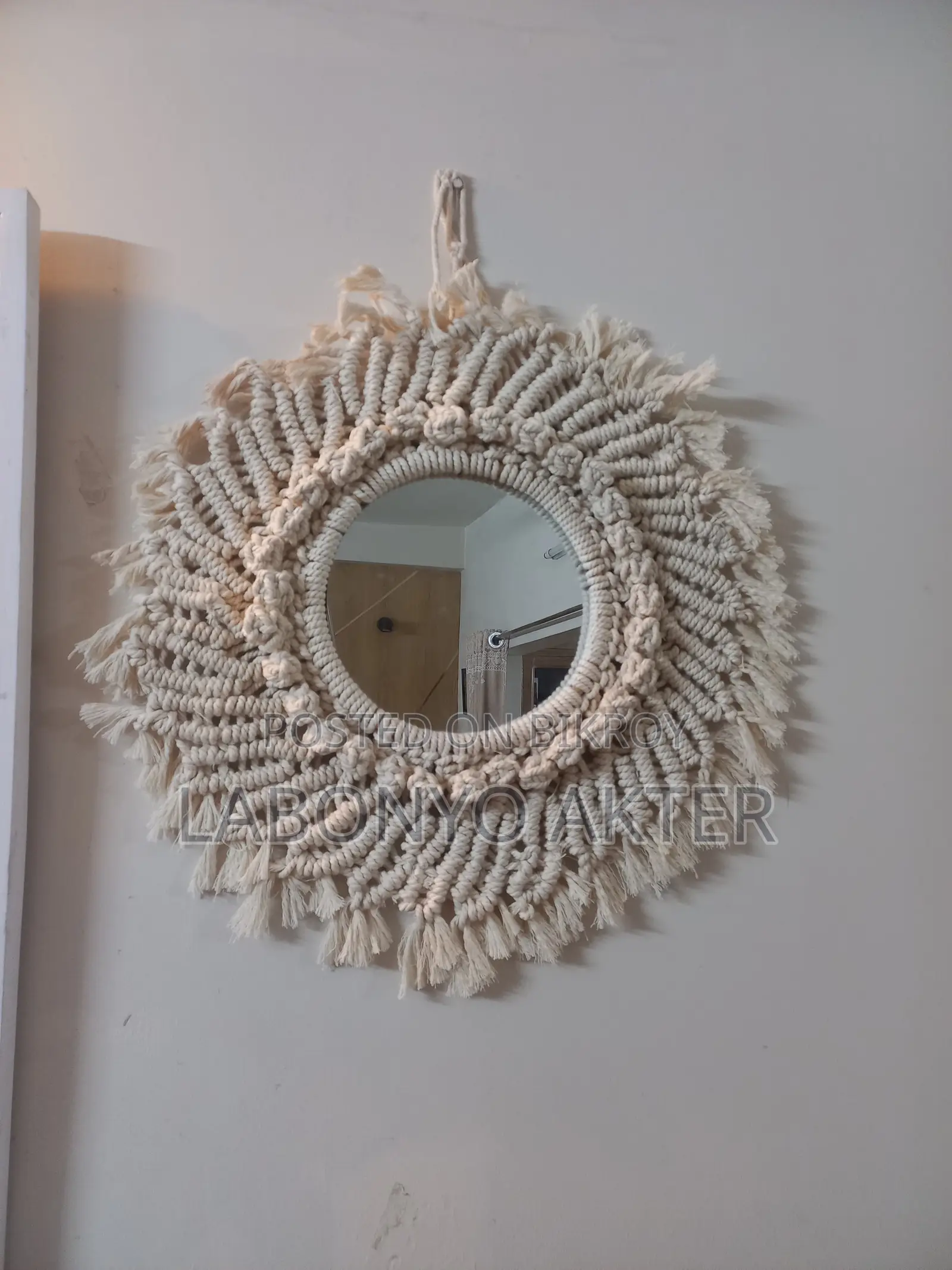 Handmade Macrame Mirror 8 Inch - Boho Wall Decor Dhaka