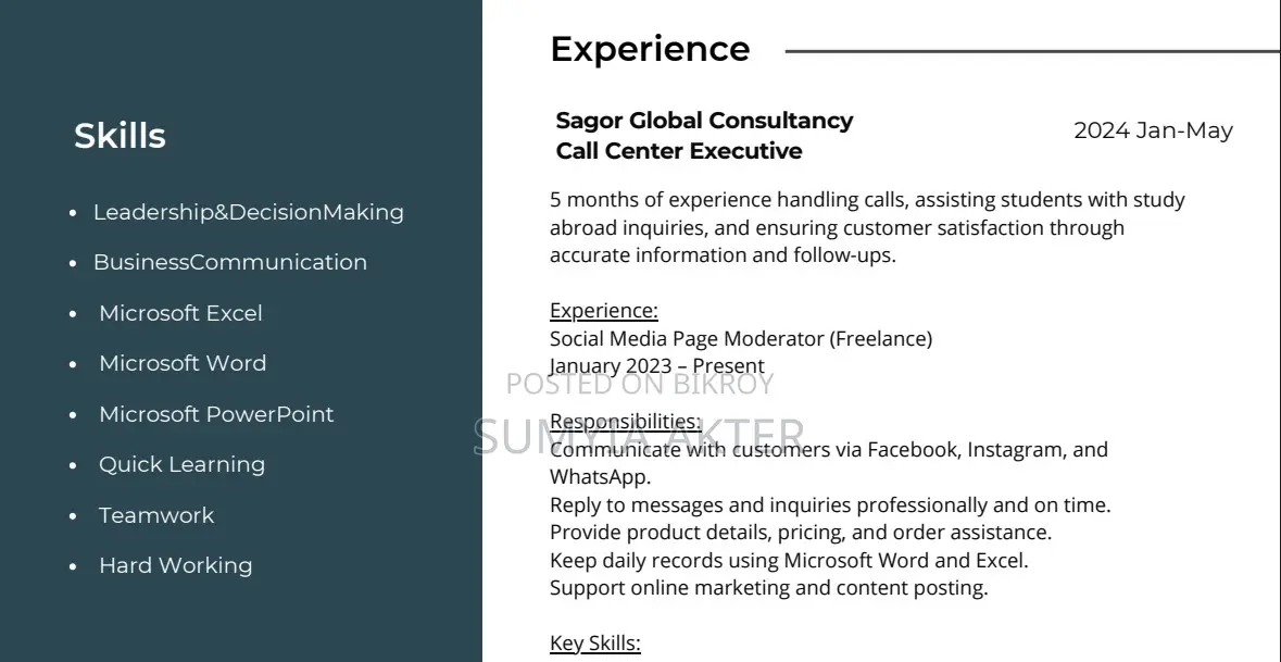 Customer Support and Sales Executive