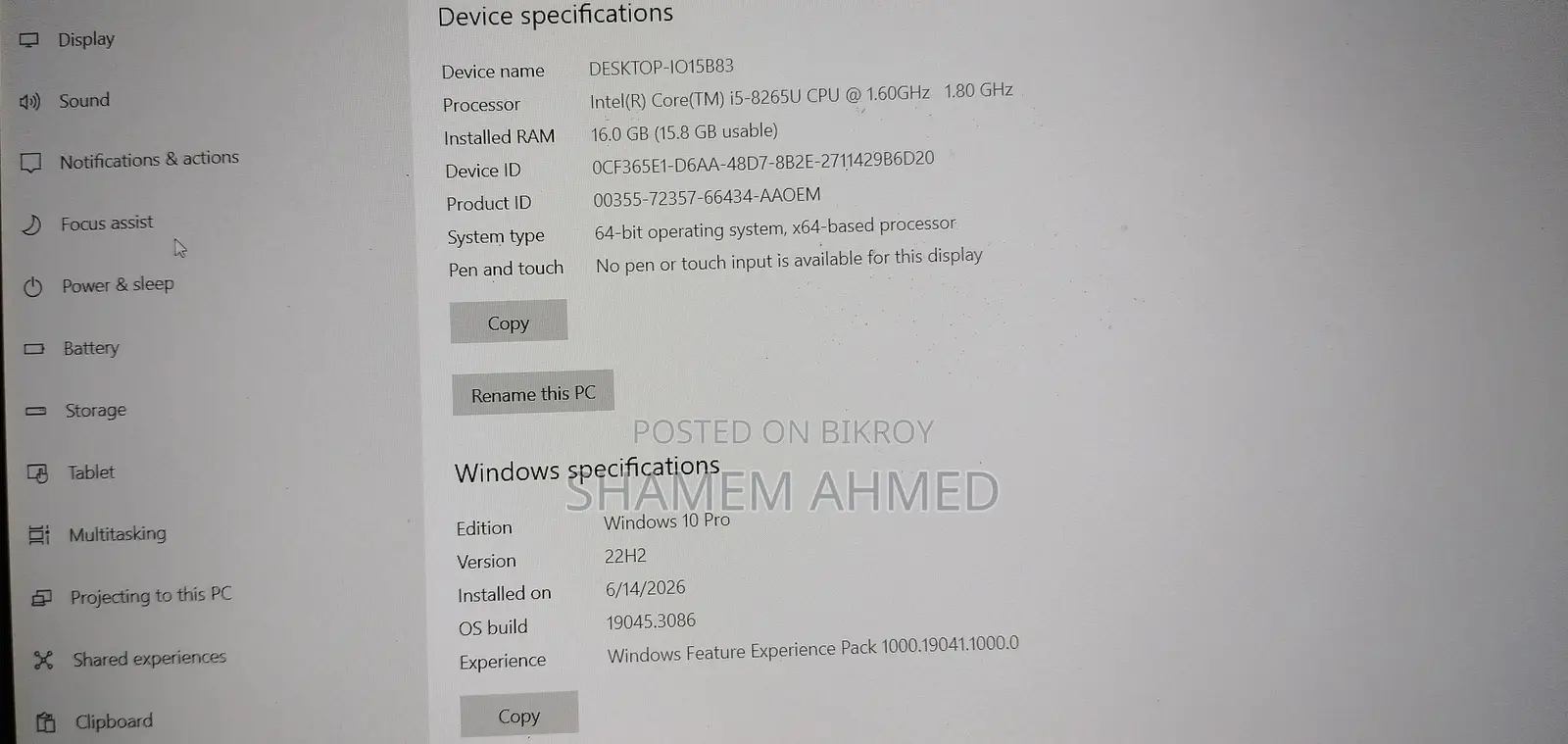 Laptop Lenovo ThinkPad T490s 16GB Intel Core I5 SSD 256GB