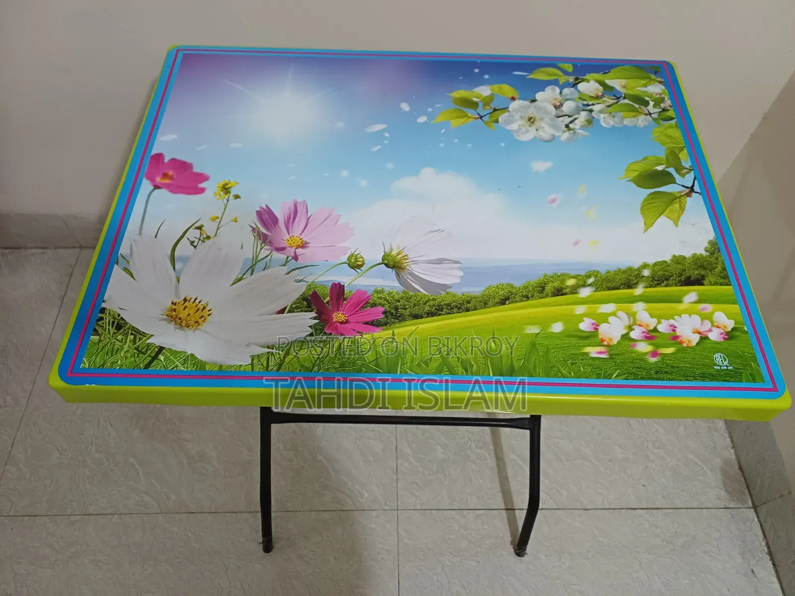 RFL Restaurant Table 2 Seat Steel/Leather Print Ray-Lime Green