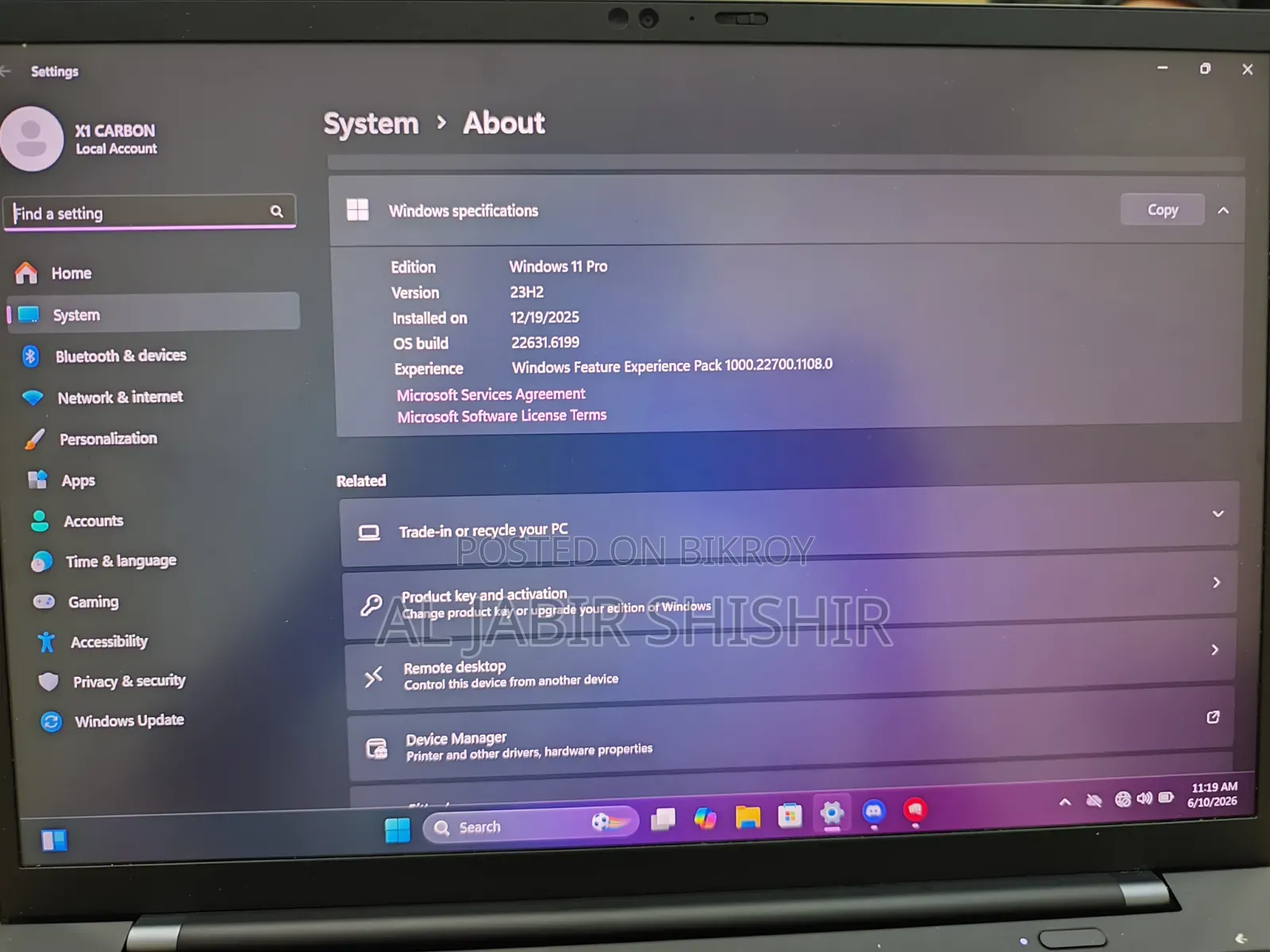 Laptop Lenovo ThinkPad X1 Carbon 16GB Intel Core i5 SSD 512GB