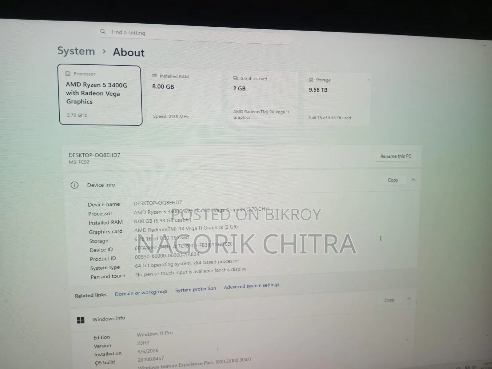 Desktop Computer 8GB AMD Ryzen 5 HDD 512GB