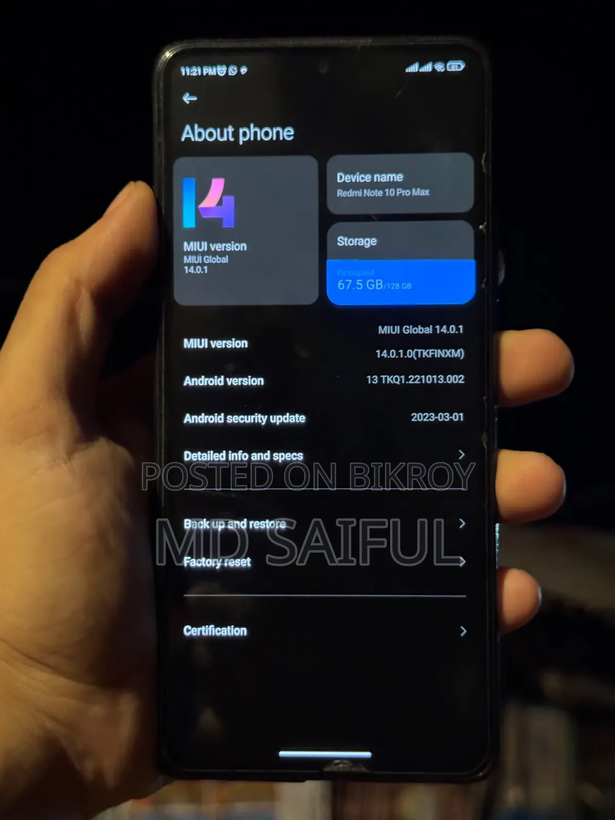 Xiaomi Redmi Note 10 Pro Max 128 GB Black