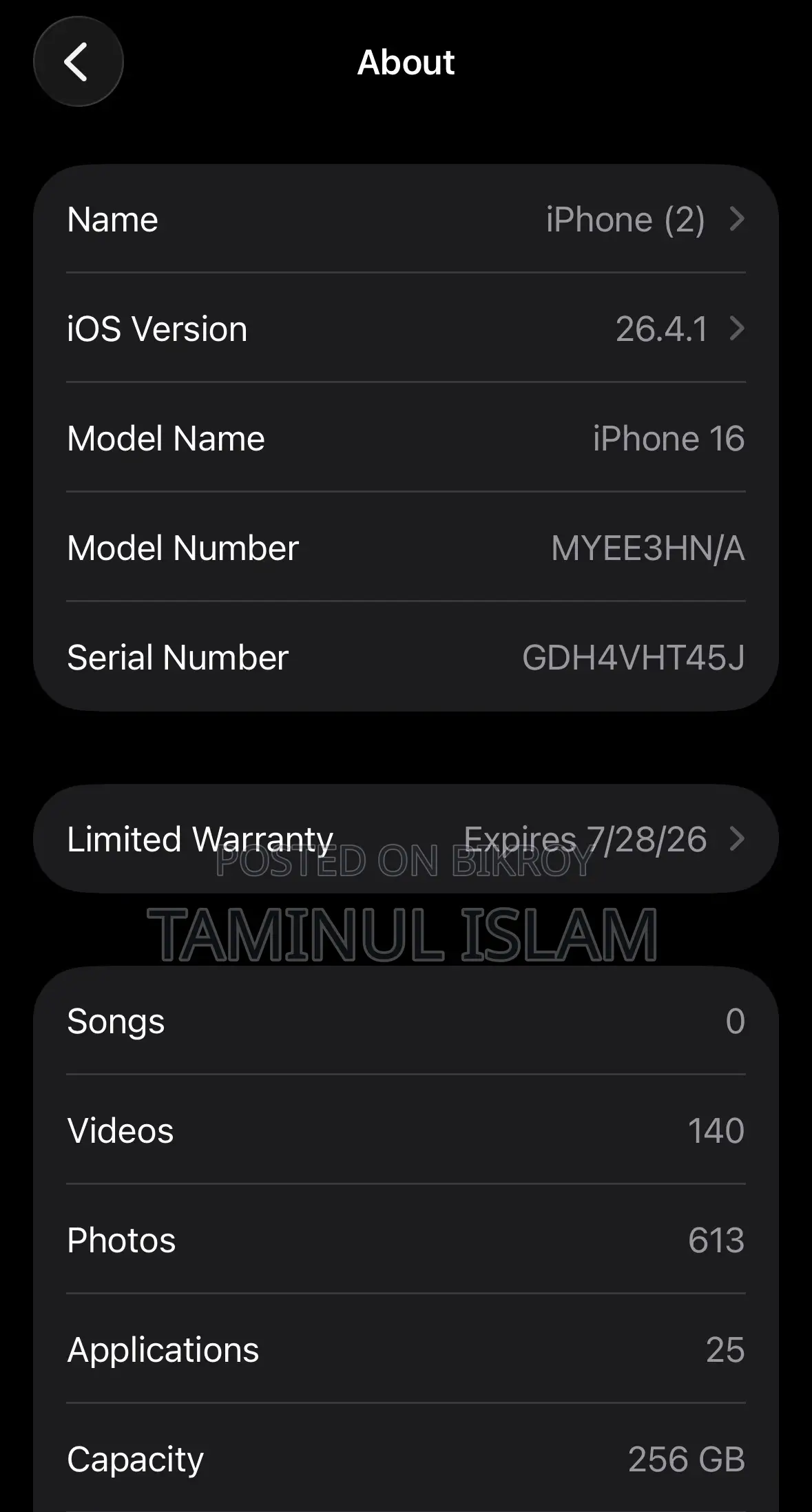 Apple iPhone 16 256 GB Black