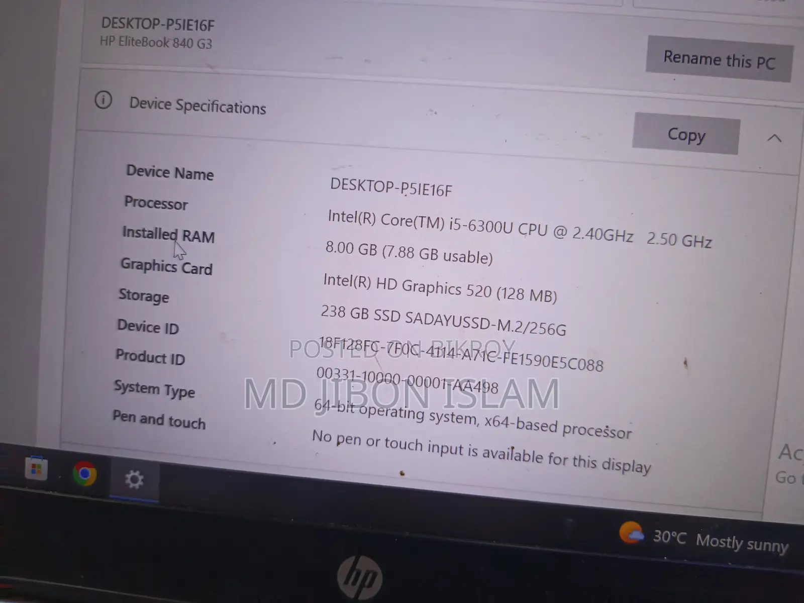 Laptop HP EliteBook 840 G3 8GB Intel Core I5 HDD 256GB