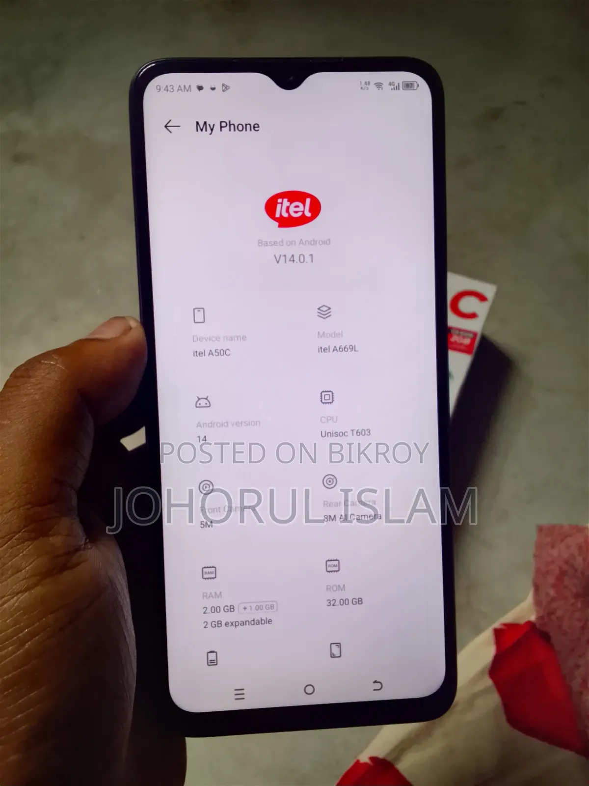 Itel A50C 32 GB Black