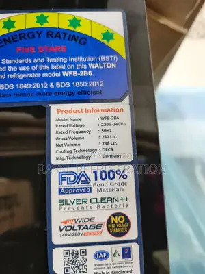 252 Liter Walton Refrigerator Model WFB-2b6-Gdel at 35% Special Discount.