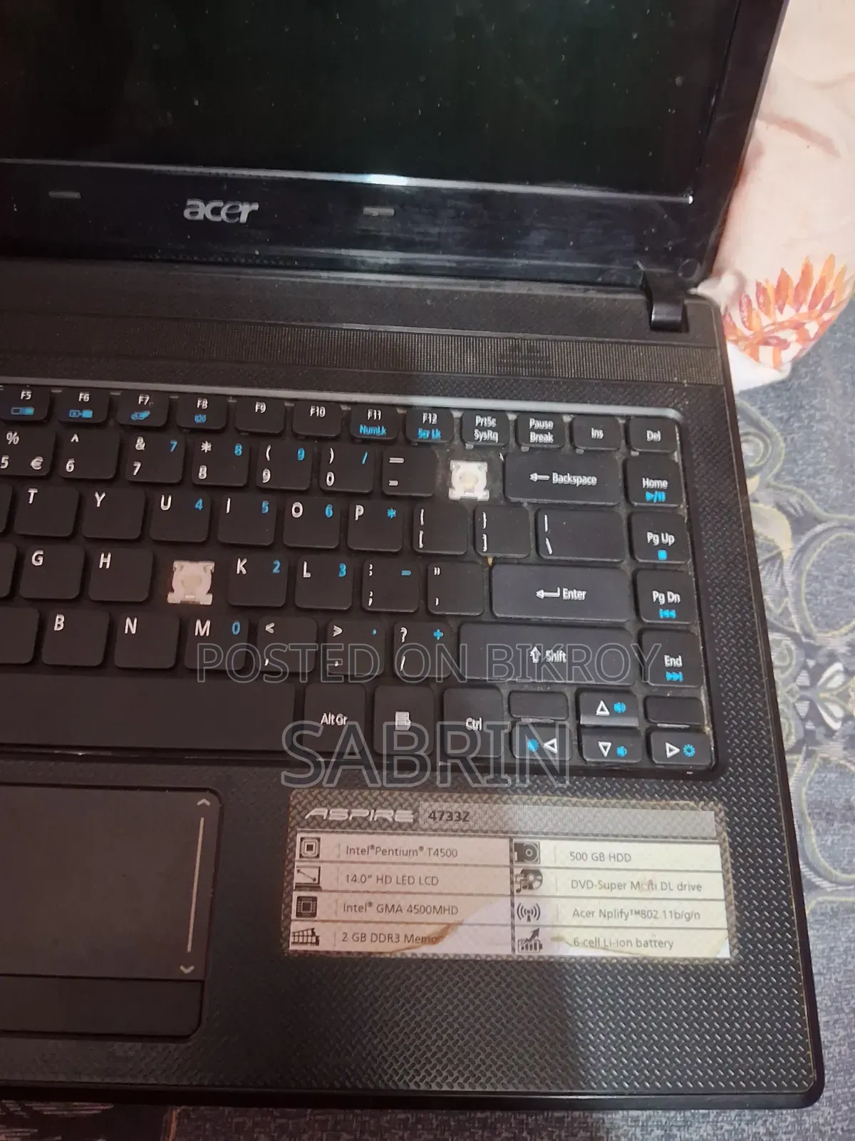 Laptop Acer Aspire 4733Z 1.5GB Intel Pentium HDD 500GB
