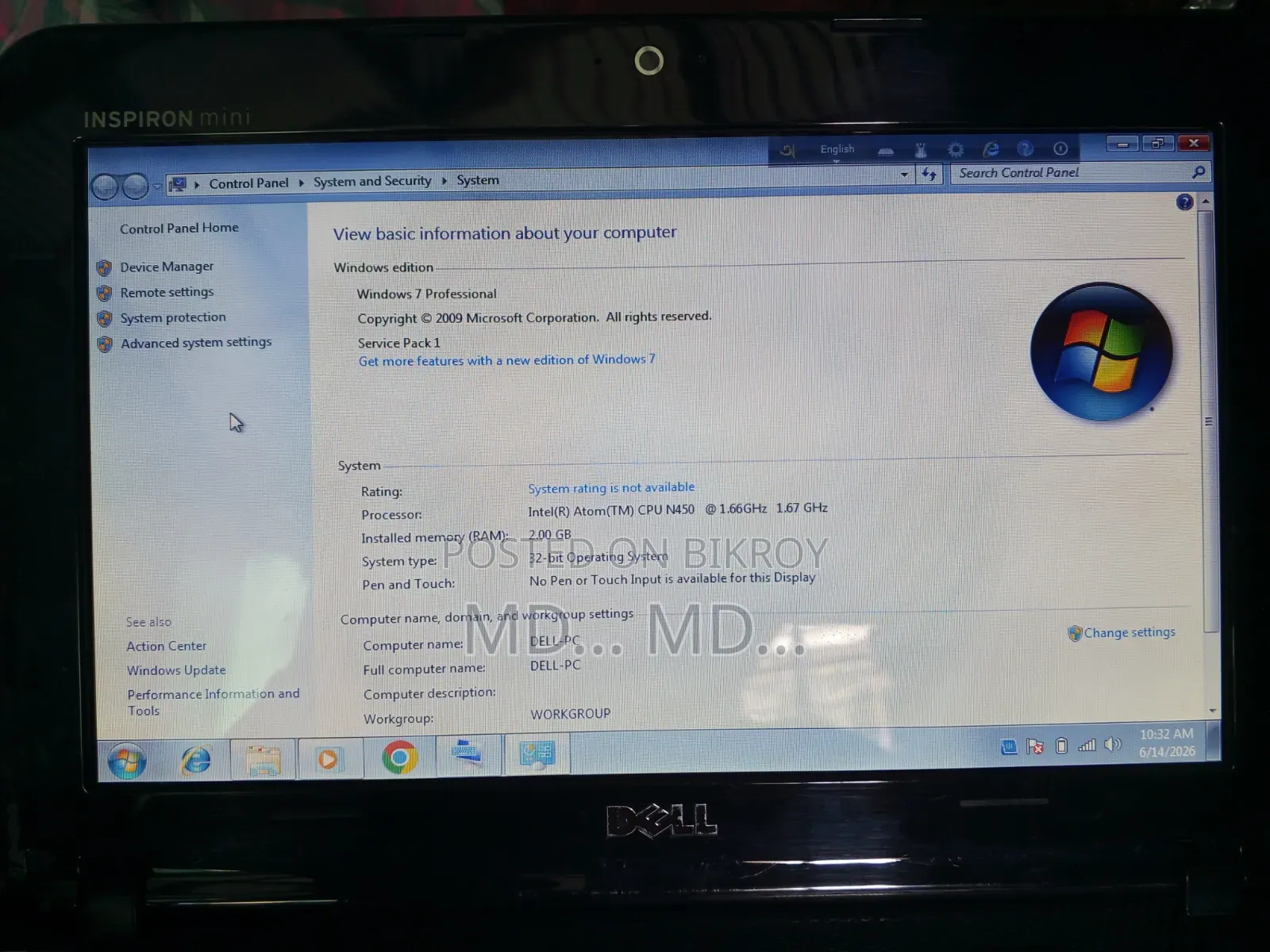 Laptop Dell Inspiron 15 2GB Intel Atom SSD 128GB