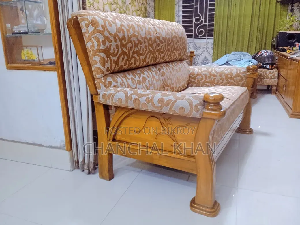 Teak Wood Cushioned Sofa