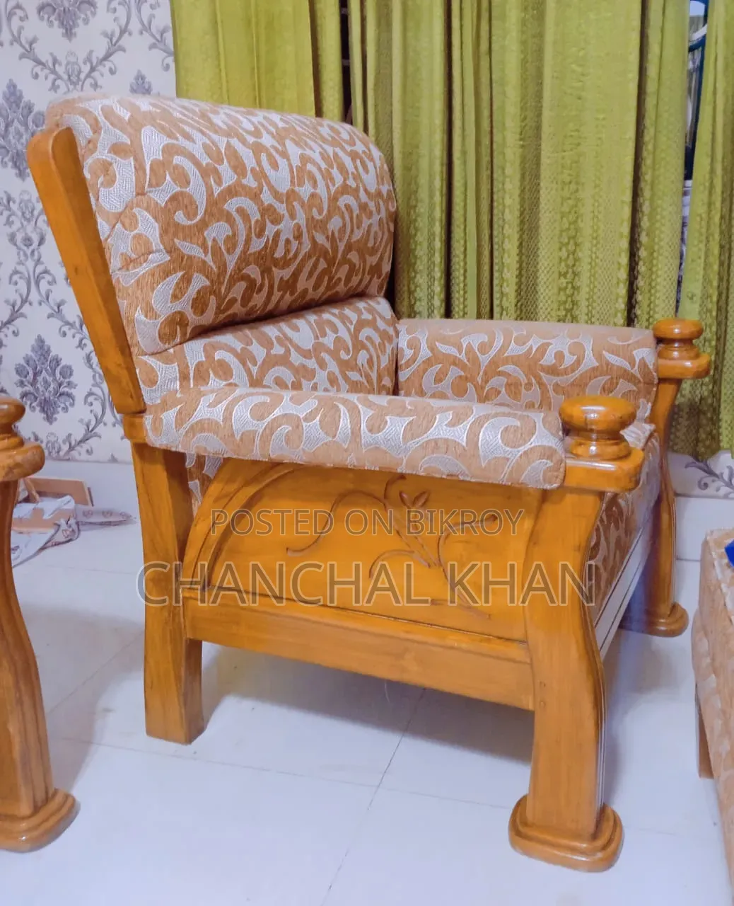 Teak Wood Cushioned Sofa